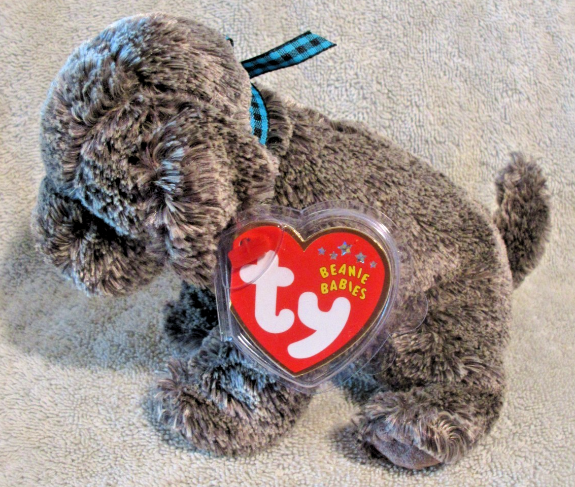 Ty Beanie Baby Gray Fluffy Frisbee the Dog for sale online | eBay