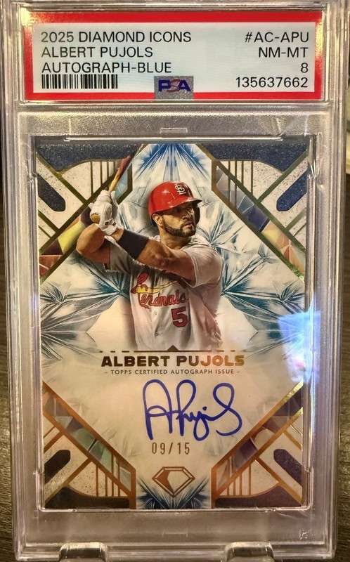 2025 Topps Diamond Icons Albert Pujols Autograph # /15 - PSA NM-MT 8