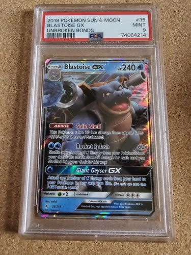 Pokémon TCG Blastoise GX Holo Ultra Rare SM189 Psa 9