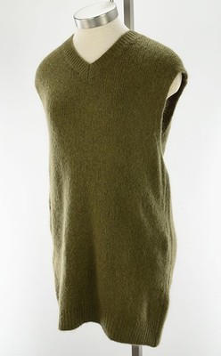 MEME ROAD Iguana Green Long Mohair Blend V Neck Sweater Vest SMALL NWT