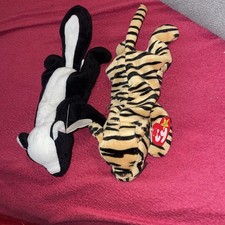 2x TY BEANIE BABY STRIPES ,stinky- THE TIGER -stinky - RETIRED  TAGS