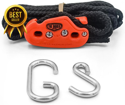 1/4'' Rope Tightening System 150lb Load Tie Down w 15ft Rope Orange