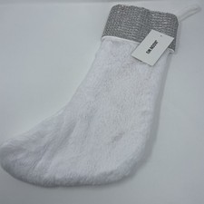 Jason Wu Faux Fur White 22" Rhinestone Bling Christmas Stocking