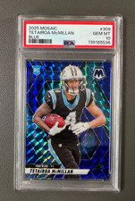 2025 Panini Mosaic Tetairoa McMillan /99 Rookie Blue Prizm RC #308 PSA