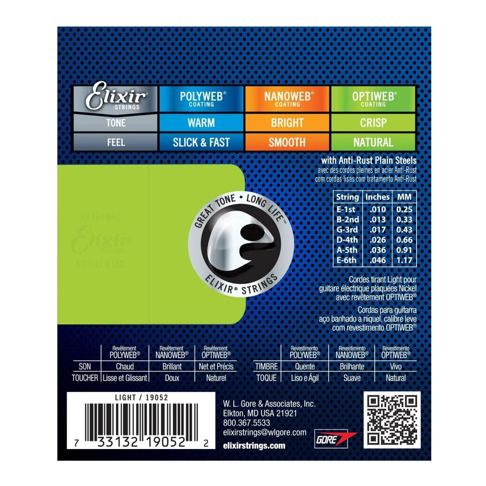 Elixir OPTIWEB Coated NPS Electric Guitar Strings 10-46 Light Gauge Acoustic - Image 2 of 2