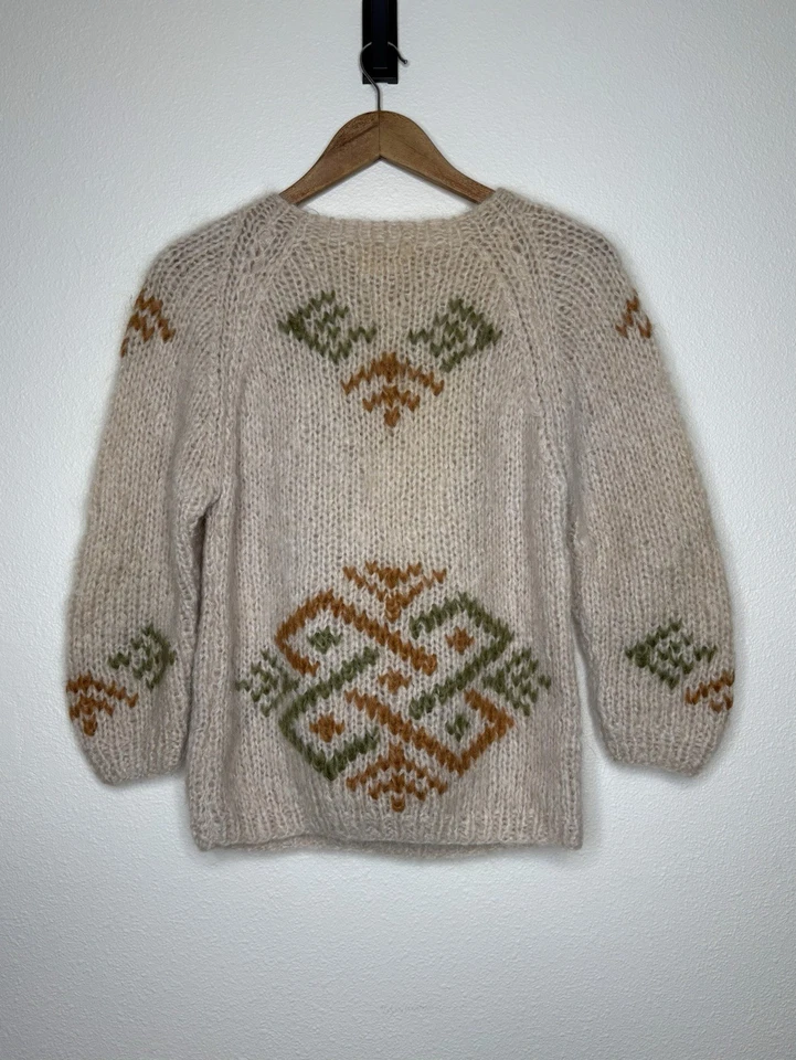 Suéter tejido a mano vintage hecho en Italia mezcla de lana mohair difuso talla S Foto 3 de 4
