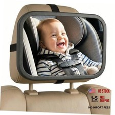 Baby Car Mirror with 360 Rotation - 9.8" Convex Shatterproof Mirror for Baby
