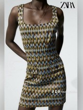 Zara Geometric Bodycon Mini Dress Size Small