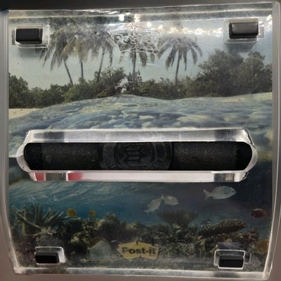 Vintage Post-it Note Dispenser Ocean Reef Acrylic Desk Paperweight 3M Retro Pop