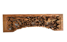 Pannello di poppa Ranma giapponese vintage legno intagliato traforato schermo palissandro uccellini