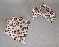 Handmade Pink Gold Leopard Cat Print Self Bow Tie  Pocket Square Handkerchief