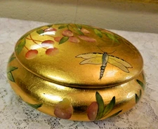 Toscana Dragon Fly Dresser Jar Andrea by Sadek Artist Brenda Walton Gold Leaf