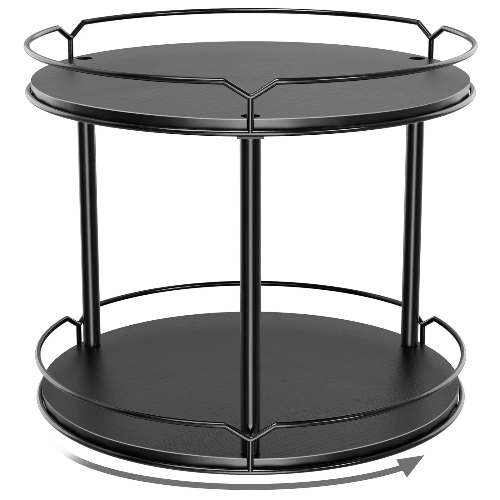Lazy Susan Organizer 2 Tier - 12.4" Turntable Spice Rack for Table Top, Woode...
