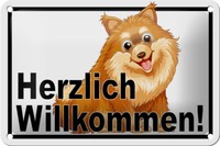 Blechschild Spruch 18X12 Cm Herzlich Willkommen Hunde Deko Schild Tin Sign