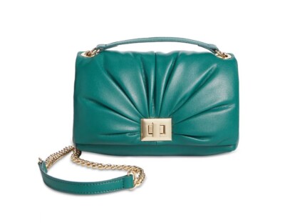 INC mini Ajae puff faux-leather flap over crossbody shoulder bag - Sequoia Green