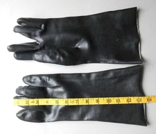 14” Black PVC Coated Work Gloves, Waterproof , Chemical Resistant - Large