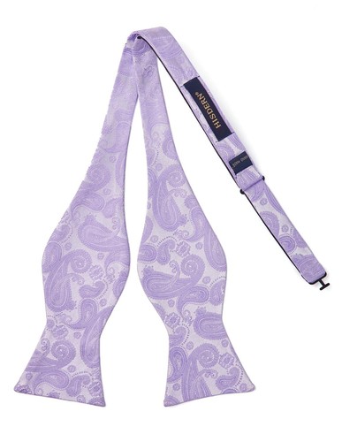 Mens Bow Ties Paisley Self Bow Tie for Men Lavender Purple Floral Blowtie wit... - Picture 4 of 6