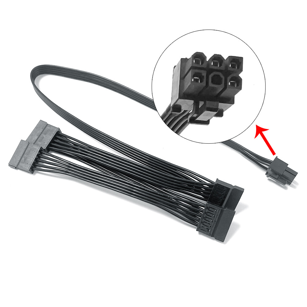 For Corsair RM850 RM1000 PCI-E 6Pin 1 Male to 4 SATA Power Supply