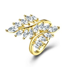 Women's Elegant AAA CZ Crystal Leaf Shaped Vogue Ring Size 8-9 DR146