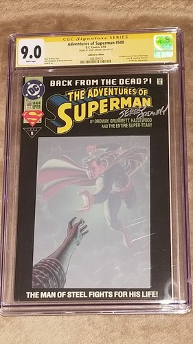 Adventures Of Superman #500 Cgc SS 9.0 Signed By Jerry Ordway