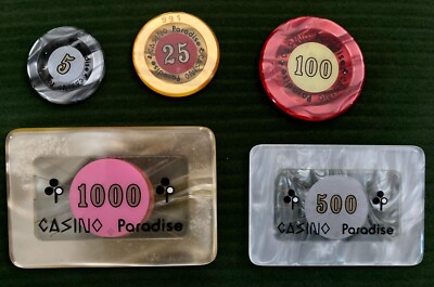 5 Casino de Paradise Kenya Jetons 5, 25, 100, 500, 1000 KSH Collection