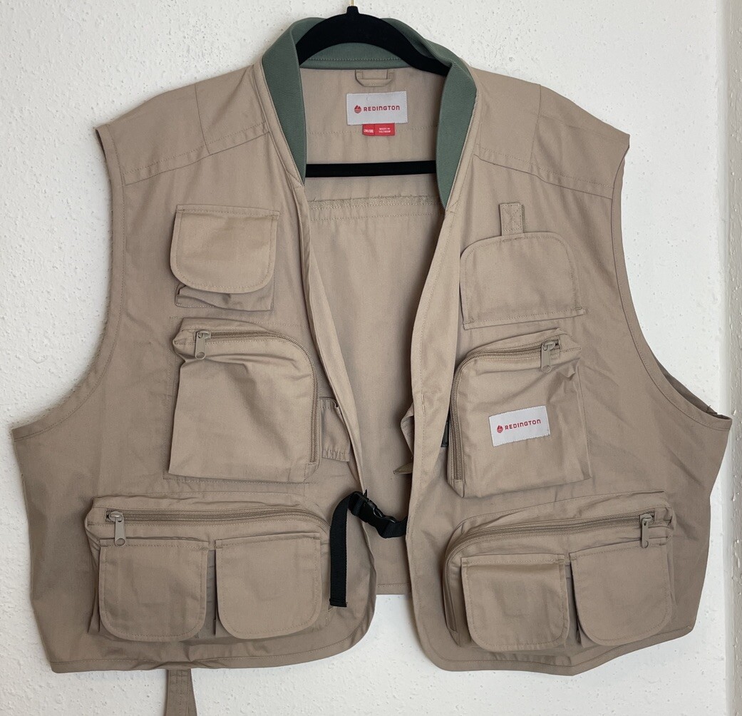 Redington Fly Fishing Vest Men 2XL 3XL Safari Utility Khaki Fully