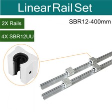 2Pcs SBR12-400mm 12mm Linear RAIL Slide Shaft Rod Guide  4Pcs SBR12UU Block