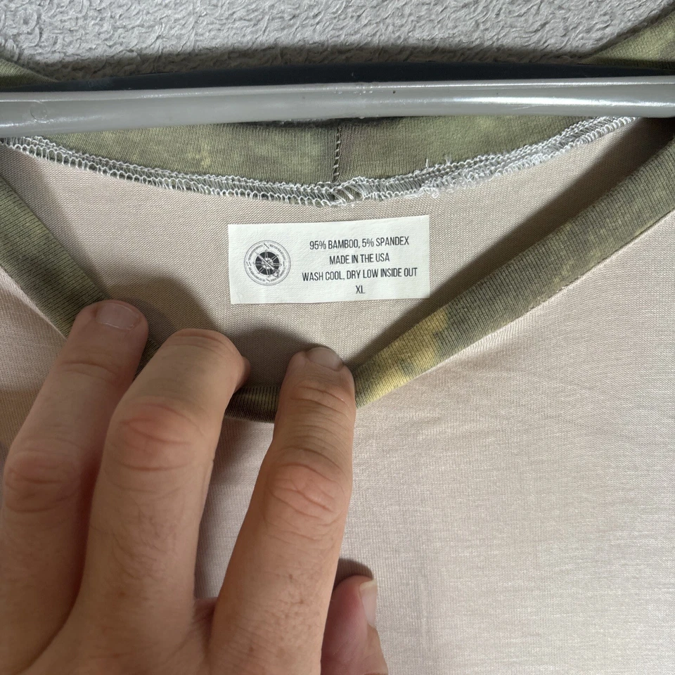 Camiseta para mujer talla XL 95 % bambú 5 % spandex hecha en EE. UU. beige calce suelto yoga Foto 4 de 4