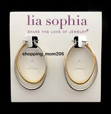 Lia Sophia "Rival" Gold and Silver Tone Hoop Earrings