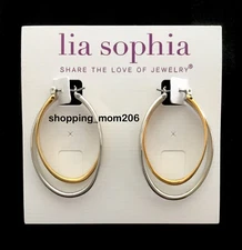 Lia Sophia "Rival" Gold and Silver Hoops Earrings 