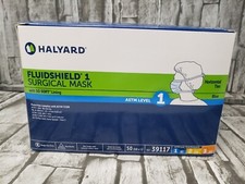 50 Pack Halyard FluidShield ASTM Level 1 Surgical Face Mask Blue 39117 EXP 10/24