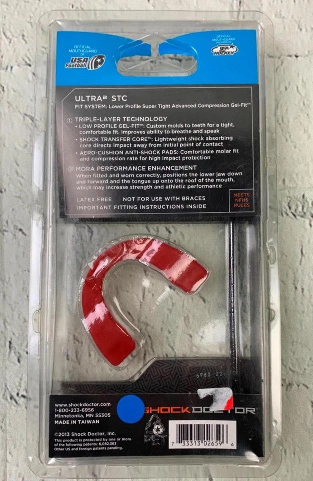 Shock Doctor Ultra 2 STC Protector Bucal Correa Desmontable Casco de Fútbol Adulto Rojo Foto 2 de 2