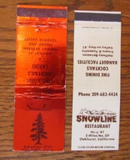 OAKHURST, CALIFORNIA MATCHBOOK COVERS: SNOWLINE RESTAURANT EMPTY MATCHCOVERS -C