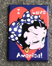 Vintage 2002 Betty Boop Fridge Magnet I Love America Heart