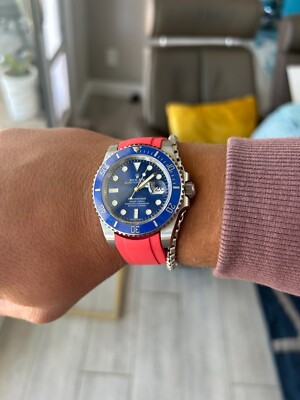 20mm RED Vulcanized Caoutchouc rubber Strap Rolex