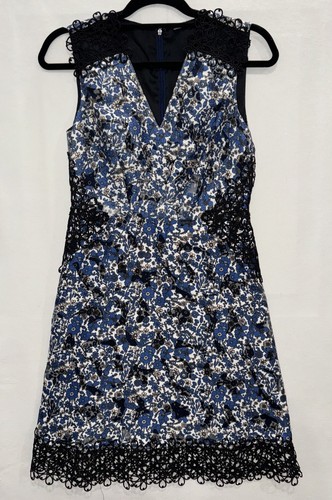 Robe Noire Dentelle Tahari Valerie - Taille 4, Manches Courtes, Neuve Avec étiquettes