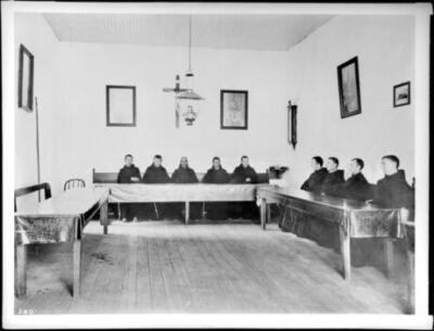 Interior of the refectory at Mission Santa Barbara 1889 California Old Photo