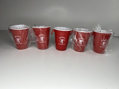 Fireball Whisky Sidecar Shot Glass Red Cup Hard Plastic Party Lot Of 5 New