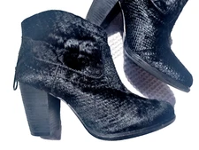 Boho Cowgirl Ankle Boots Snakeskin Pattern Calf Hair Block Heel UGG Size 7