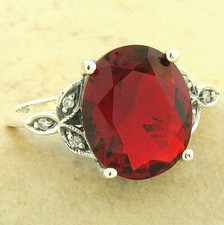 VINTAGE STYLE 925 STERLING SILVER 3.5 CT SIMULATED RUBY FILIGREE RING   1156X