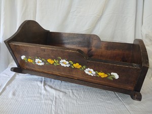 antique wooden doll cradle