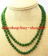 Beautiful 6mm Green Jade Gemstone Round Beads Necklace 36 AAA