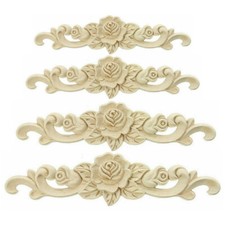 Wooden Carved Applique Furniture Unpainted Mouldings Decal Onlay Home DIY Decor