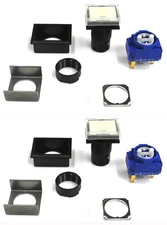 2 New EAO 61 Rect Switch Assemblies, 1180.0 Button, 88920 Element, White Cap. ES