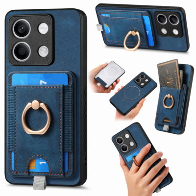 For Xiaomi 13T Redmi Note 12 11 Leather Wallet Ring Stand Card Solt Case Cover