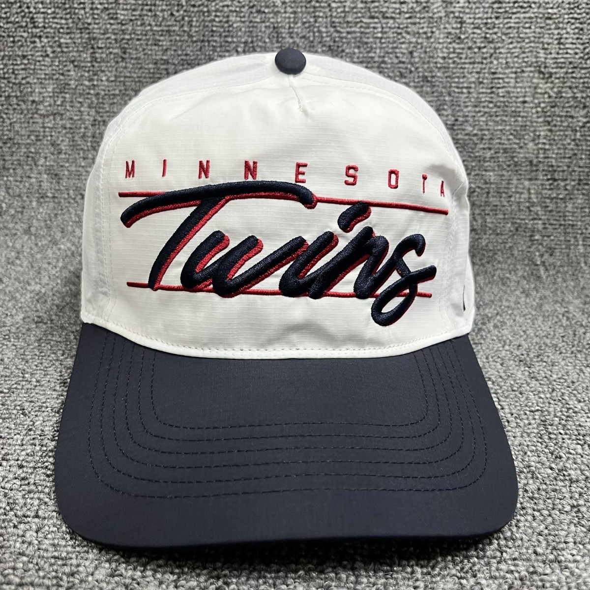 New '47 Minnesota Twins Captain Snapback Hat White Navy Script Logo Adjustable