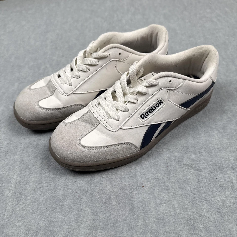 Zapatillas Reebok Clásicas de Cuero Niños Jóvenes Talla 6 Blanco Azul Marino Zapatos Retro Foto 4 de 4