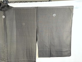 Vintage Japanese Silk Sheer Kimono Black Summer Kurotomesode Crest Floral