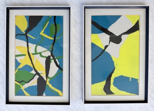 2 x pinturas modernistas originales de los años 60, al estilo de Helle Thorborg