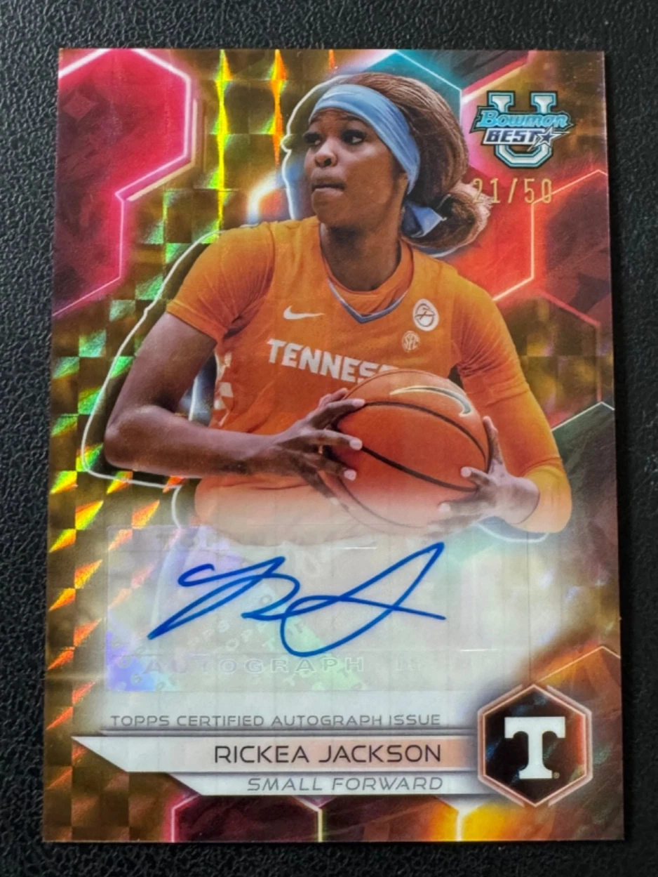 Rickea Jackson 2023-24 Bowman Best University Gold Geometric Refractor AUTO /50